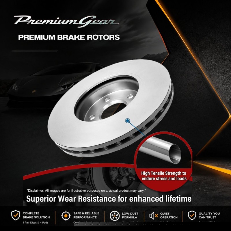 Rear Premium Disc Rotors+Brembo NAO Brake Pads 308mm for Nissan Navara D40 05-15 gallery