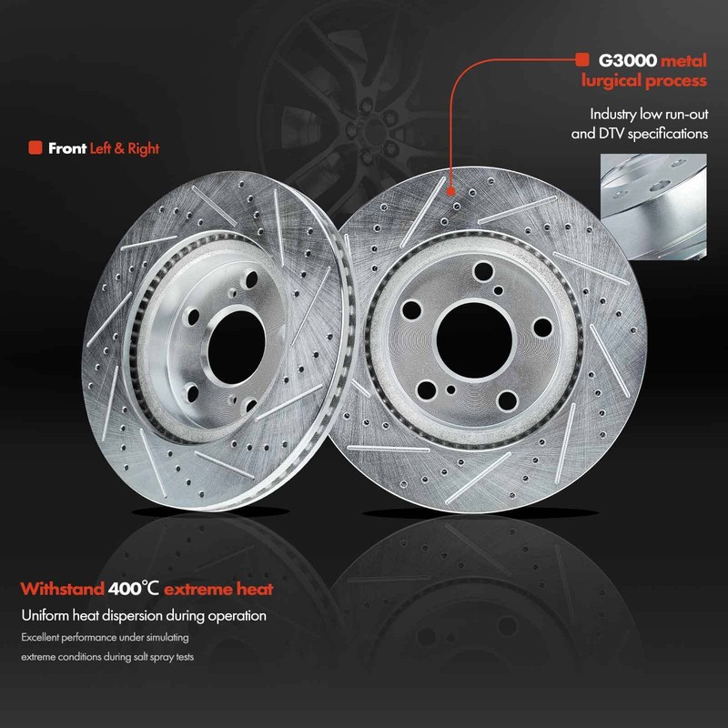 Front Drilled Rotor & Brake Pad for Toyota RAV4 2006-2018 Prius V Lexus Scion xB gallery
