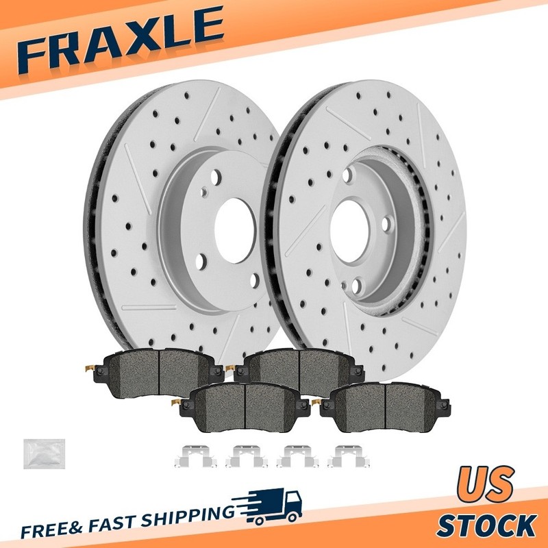 Front Drilled Brake Rotors + Ceramic Pads Kit for Toyota Yaris iA Yaris Scion iA