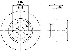 DRIVEMASTER DMD283 Rear Brake Disc(1) FOR RENAULT TRAFIC 280 x 104.4 x 12mm