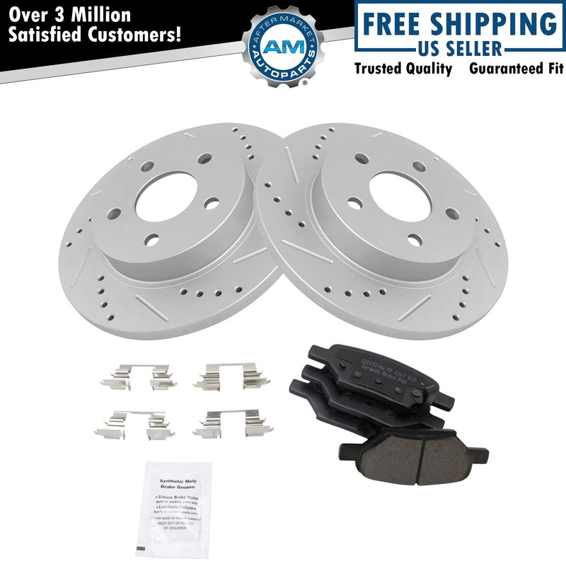 Rotor & Brake Pad Posi Ceramic Performance Drilled Slotted Rear Kit
