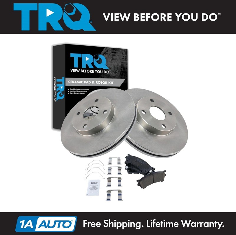 TRQ Front Brake Pad & Rotor Kit Brake Rotor For 1999-2000 Mazda Protege