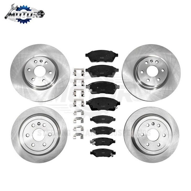 Front & Rear Rotors Ceramic Brake Pad for 2010-2014 2015 2016 Cadillac SRX SAAB