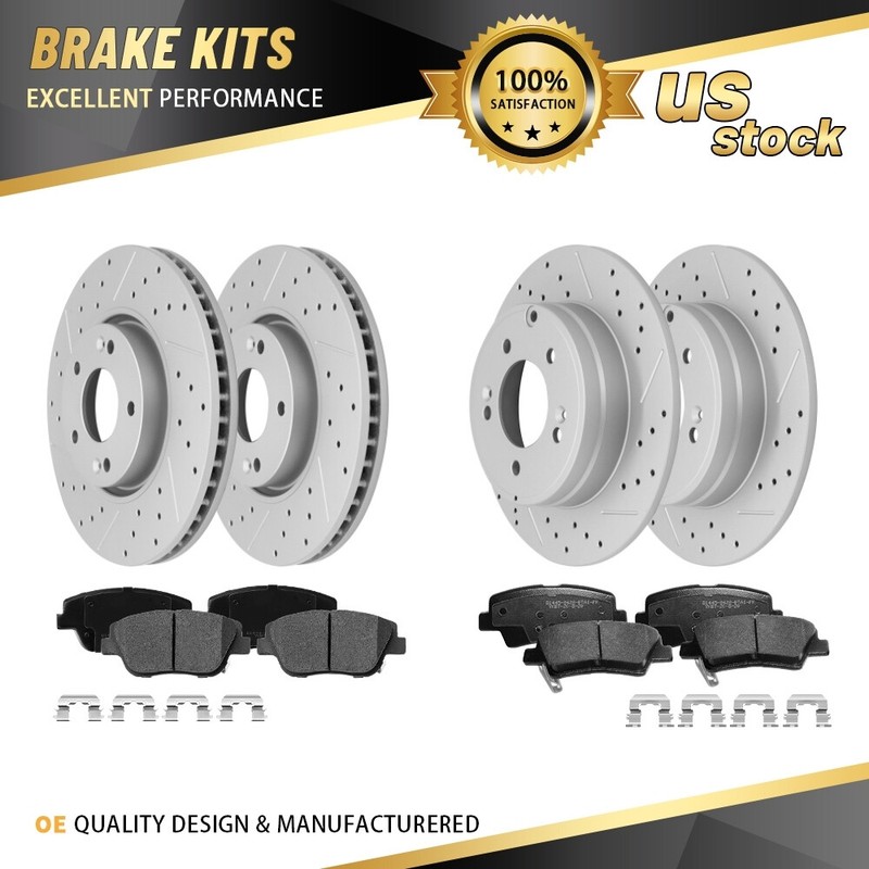 Front & Rear Rotors + Ceramic Pads for 2011 – 2015 Hyundai Sonata Kia Optima