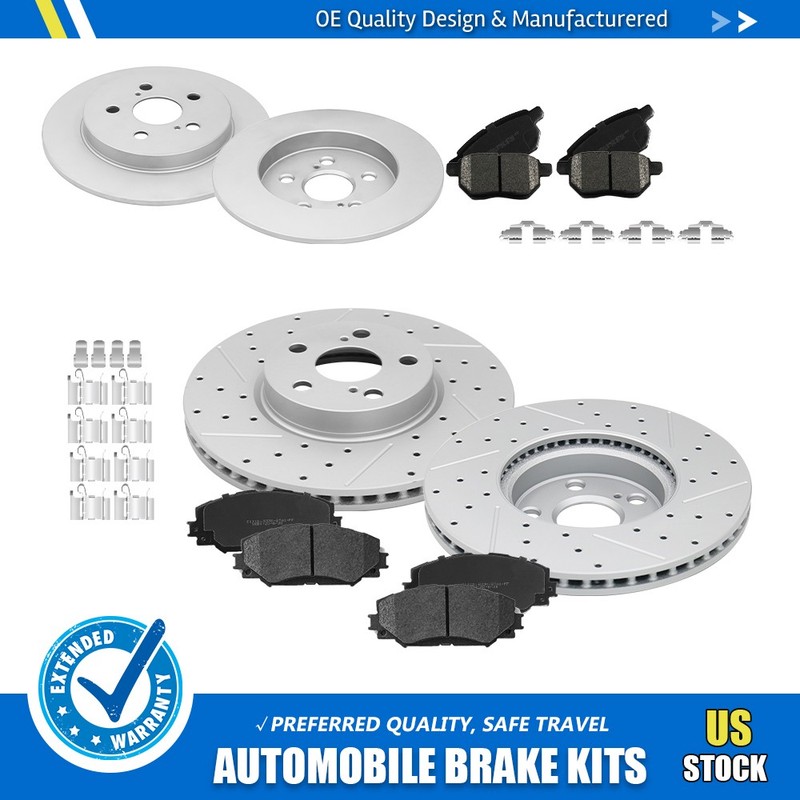 Front Rear Disc Rotors & Ceramic Pads For Pontiac Vibe Corolla Matrix 2009 -2014