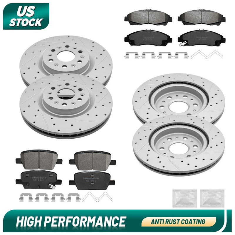 Front & Rear Disc Rotors+Ceramic Brake Pads for Buick Enclave Cadillac XT5 XT6