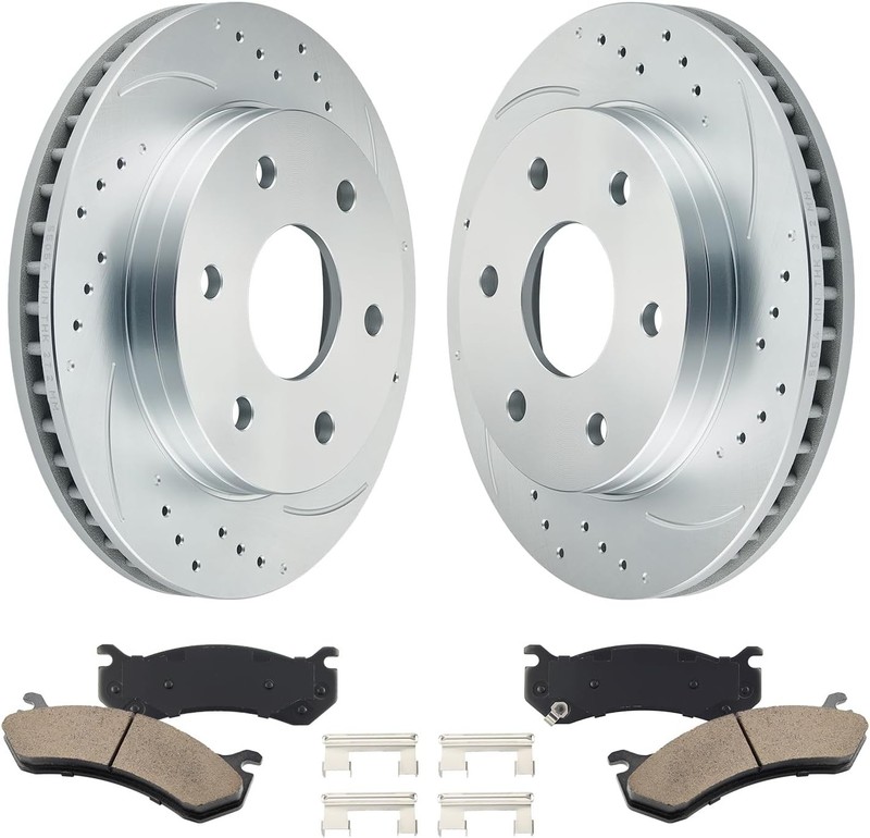 12” IN Front Drilled Disc Rotors Brake Pads for Chevy Silverado GMC Sierra 1500
