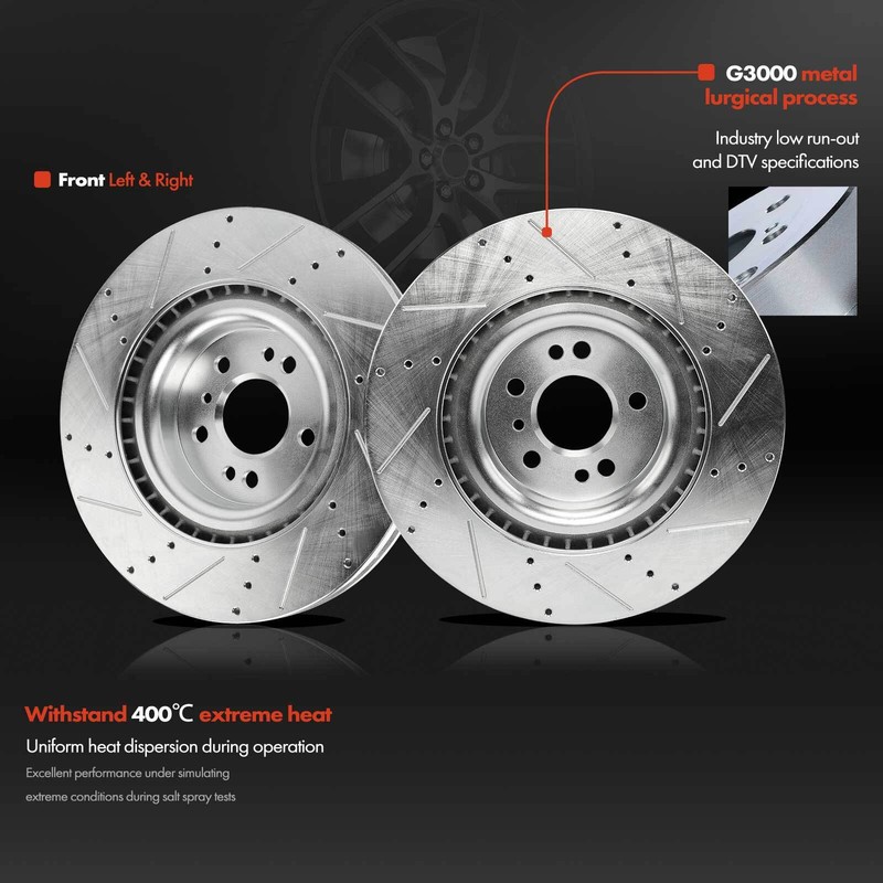 2x Front Left & Right Drilled Brake Rotor for Mercedes-Benz GL350 GLS450 ML400 gallery