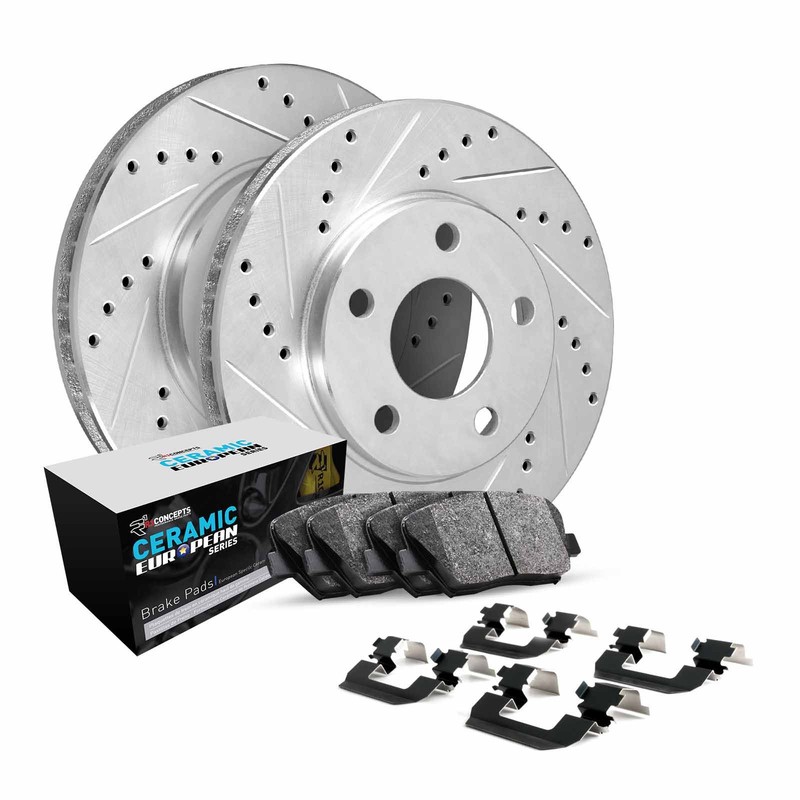 R1 Concepts Wgth1 31008 R1 Brake Rotors D S Silver W Euro Ceramic Pads