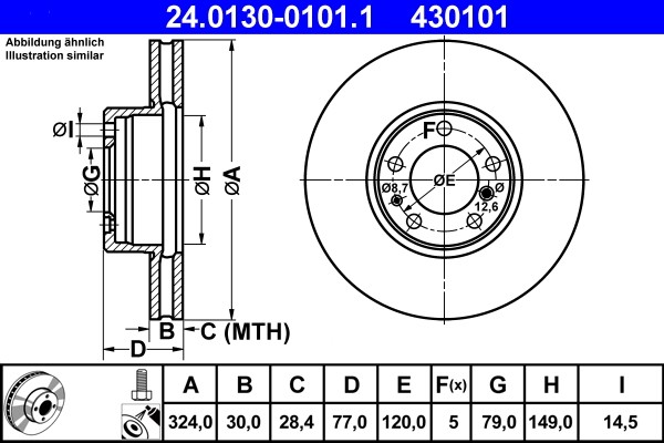 ATE 24.0130-0101.1 Brake Disc for BMW