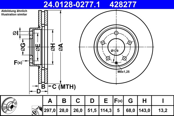 ATE 24.0128-0277.1 Brake Disc for Mazda gallery