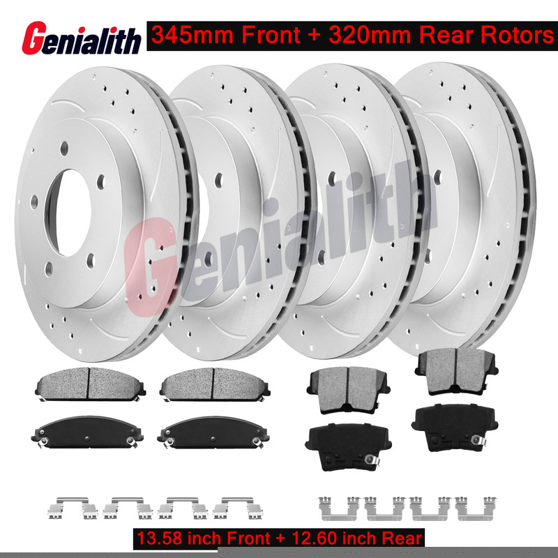 8pc Front Rear Drilled Disc Rotors Brake Pads for 300 Charger Challenger Magnum