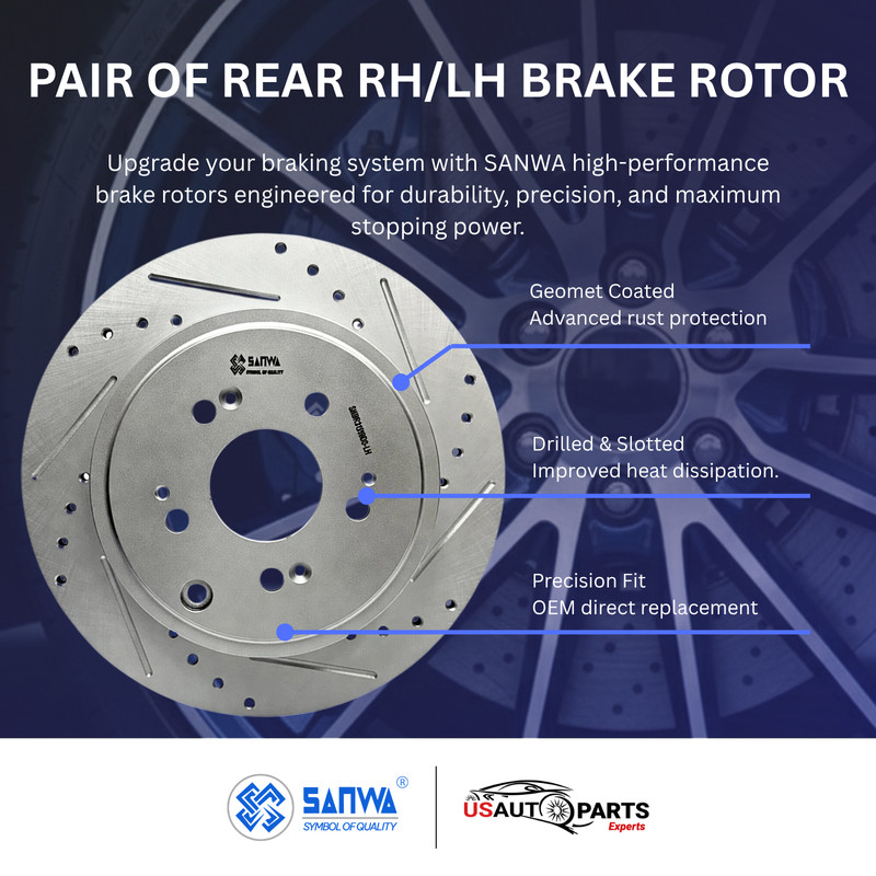 PAIR OF REAR RH/LH BRAKE ROTOR DS SOLID&GEOMET COATED 334 mm FOR HONDA 2006-2014 gallery