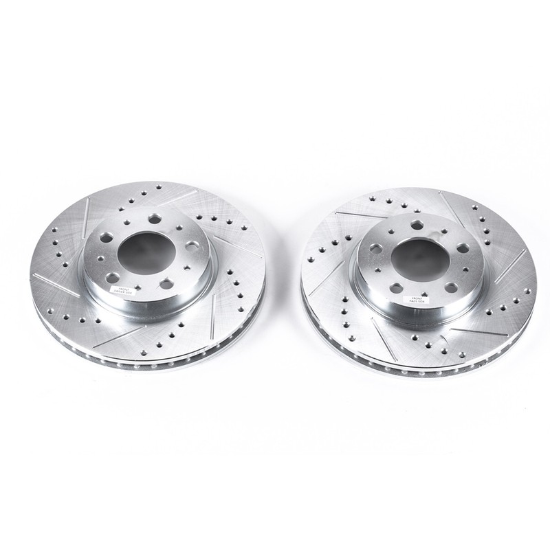 PowerStop Evolution Drilled Slotted Rotors Pair Front For Volvo 850