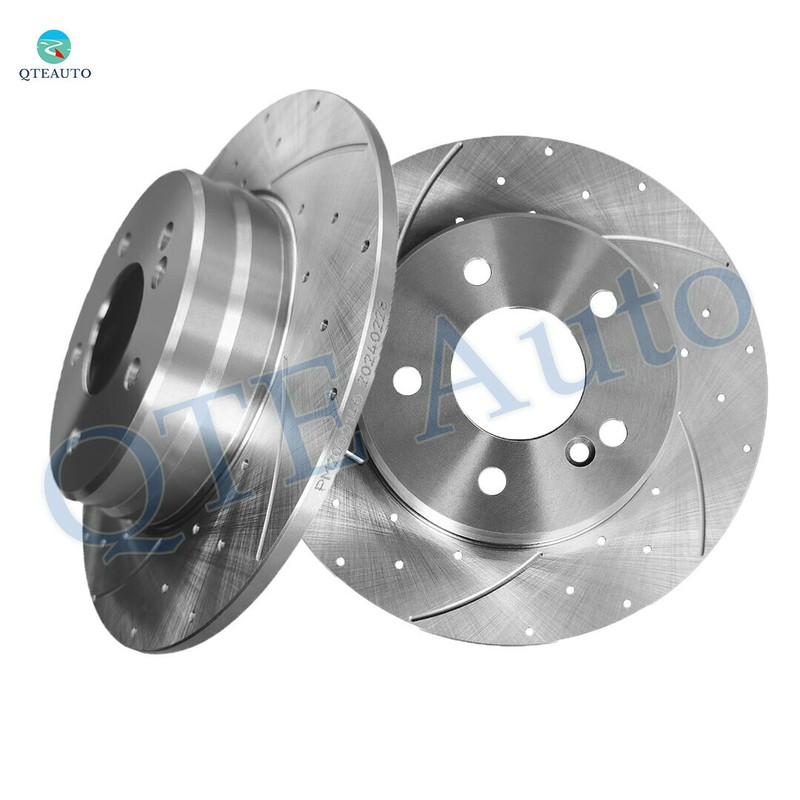 Rear Drilled Slotted Brake Disc Rotors For 2005-2011 Mercedes-Benz SLK350 Base