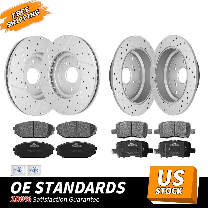 Front Rear Disc Rotors Ceramic Brake Pads for 2002 2003 2004 Honda Odyssey