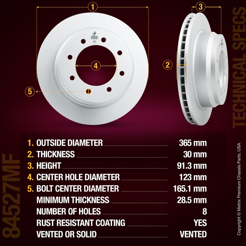 Rear Disc Brake Rotor for 12-21 Nissan NV1500 12-21 NV2500 14.37 inch 2PC gallery