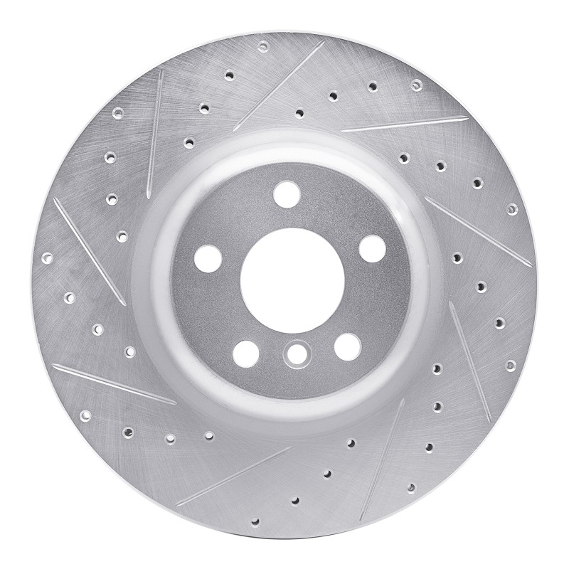 R1 for 16-25 BMW 540I xDrive Rear Left Drilled & Slotted Silver Brake Rotor