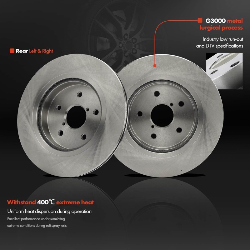 2x Rear Driver & Passenger Side Disc Brake Rotors for Subaru Legacy Outback WRX gallery
