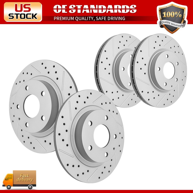 4pcs Front and Rear Drilled Disc Rotors Kit for 2014 2015 2016 2017 2018 Mazda 6