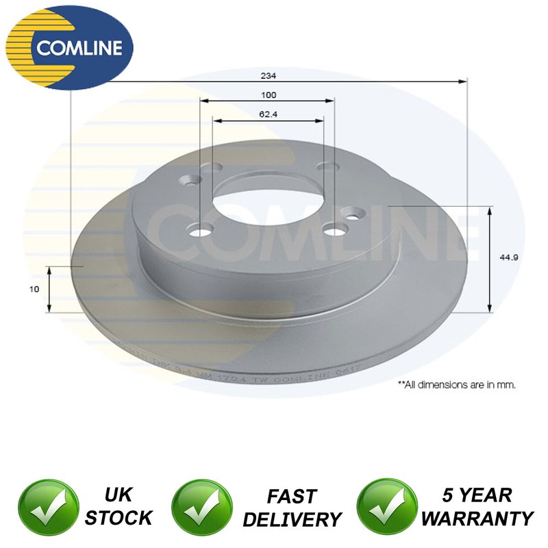 Brake Disc Rear Comline Fits Hyundai i10 2013- 1.0 1.2 #1 58411B4300 58411B9000