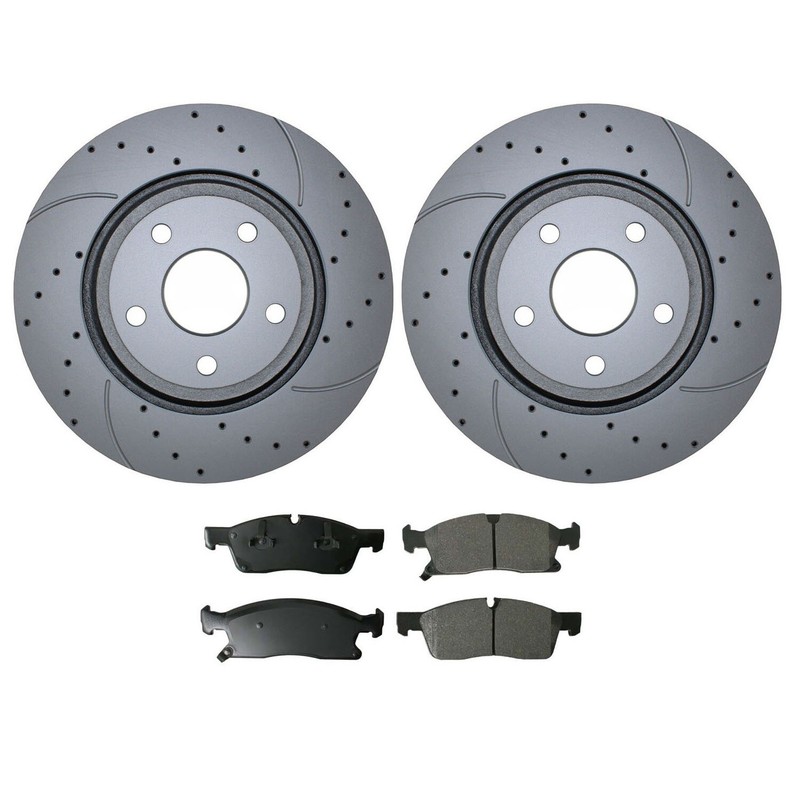 Front Brake Kit Drill 350mm Rotor Akebono Ceramic Pad For Durango Grand Cherokee gallery