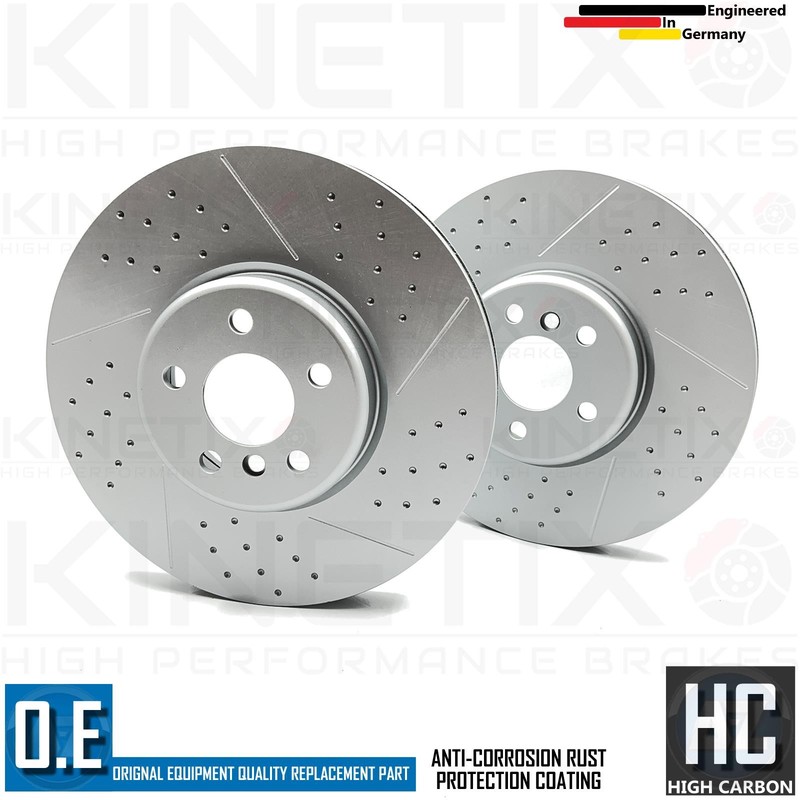 FOR BMW M 340d G20 G21 DIMPLED GROOVED PERFORMANCE FRONT BRAKE DISCS PAIR 348mm gallery
