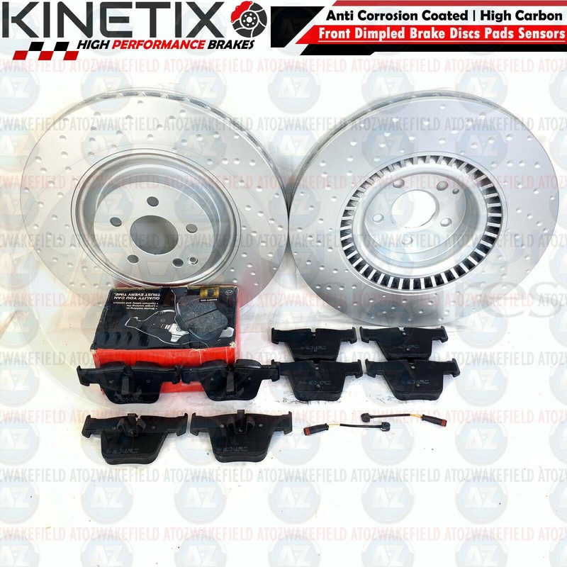 FOR MERCEDES CL63 CL65 AMG FRONT DIMPLED BRAKE DISCS PADS WIRE SENSORS 390mm