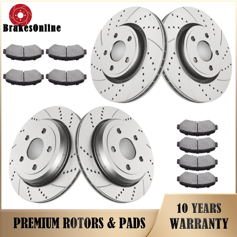 Front and Rear Brake Rotors Pads fit for Dodge Durango 2012-2020 Drilled Slotted