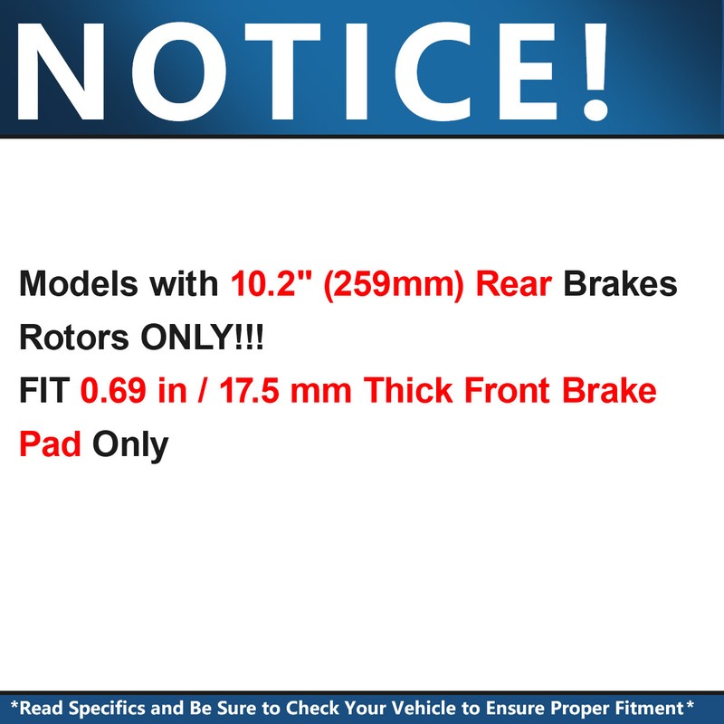 Front & 10.2 inch(259mm) Rear Disc Rotor Brake Pad for Toyota Prius Lexus CT200h gallery
