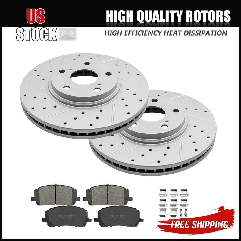 Front Disc Brake Rotors Ceramic Pads Kit for 2001 – 2006 2007 Toyota Highlander