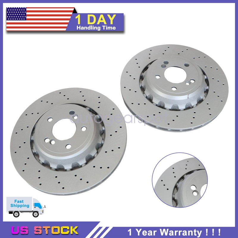 2×Rear Drilled Ventilated Disc Brake Rotors Suitable For BMW F80 F82 F83 F87