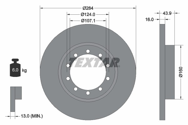 2X 93242500 Textar Brake Disc for FORD,FORD (JMC),FORD AUSTRALIA