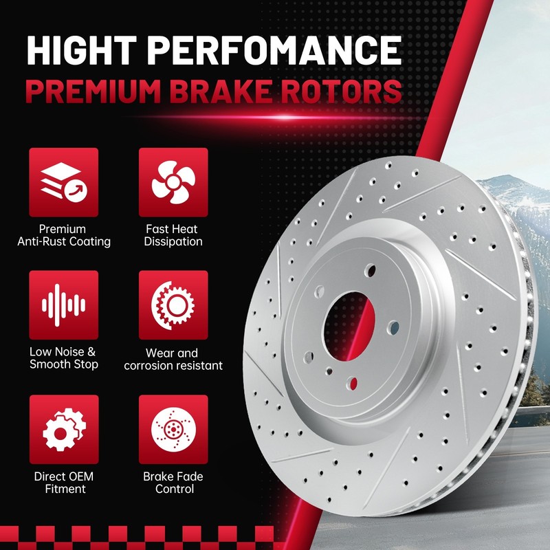Rear Drilled Rotors + Ceramic Pads for Hyundai Azera Sonata Kia Optima Cadenza gallery