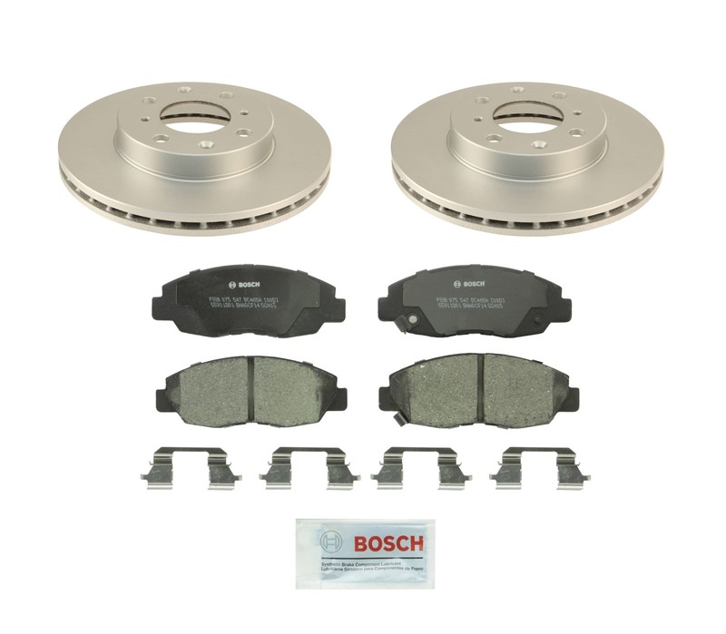 Bosch 2 Front Vented Rotors 240mm & Ceramic Disc Brake Pads Kit For Civic 96-00
