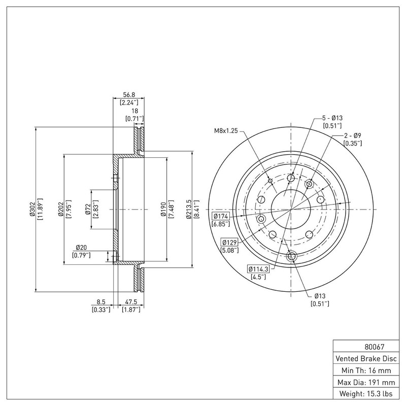 Dynamic Friction 600-80067 Disc Brake Rotor For 07-12 Mazda CX-7