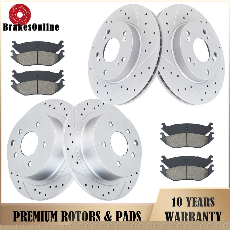 Front and Rear Brake Rotors Pads Kit for Honda Civic 2006-2008 2009-2011 Slotted