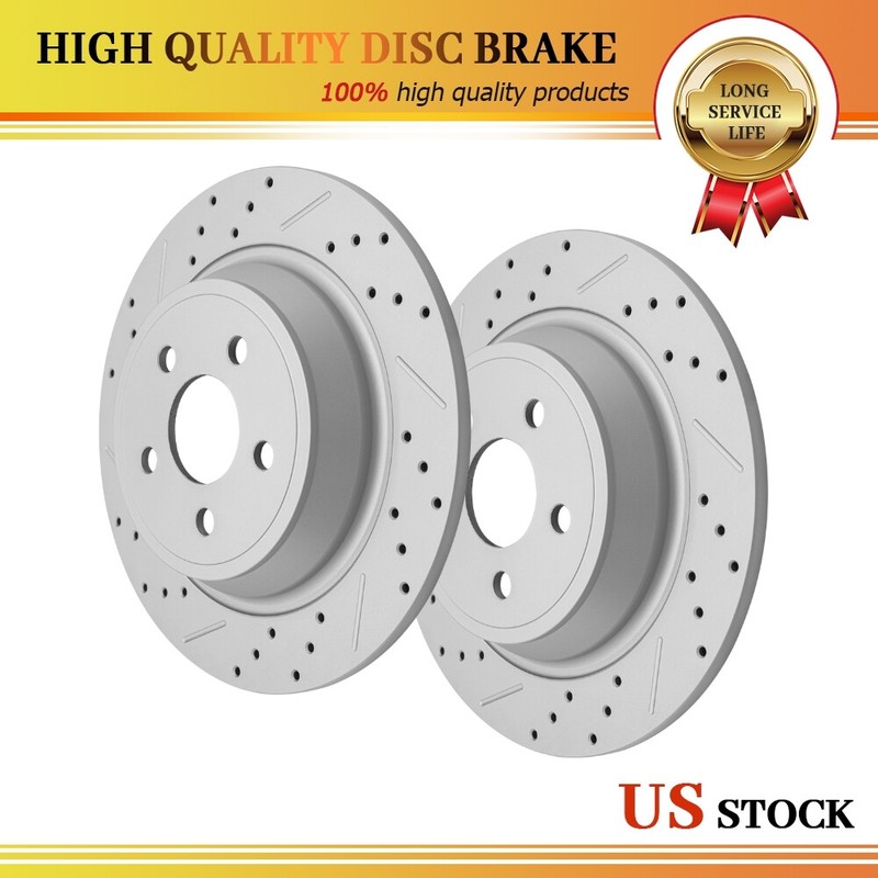For Edge Fusion MKX MKZ Nautilus Continental Rear Drilled Brake Rotors 12.44”