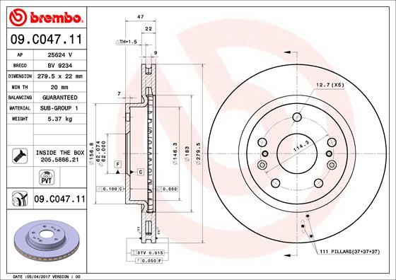 2X 09.C047.11 Brembo Brake Disc for Suzuki, Suzuki (Changanese)