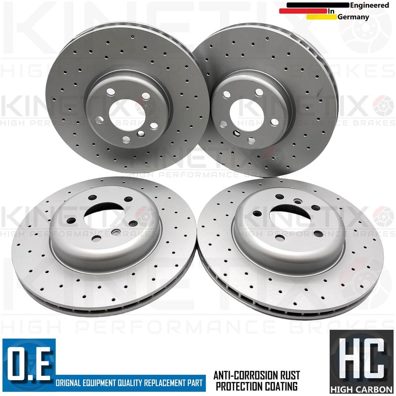 FOR BMW 640d FRONT REAR DRILLED BRAKE DISCS BREMBO PADS SENSOR WIRES 348mm 345mm gallery