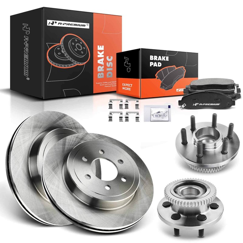 A-Premium Front Disc Brake Rotor & Pad + Hub Bearing for Dodge Dakota 4Wheel ABS