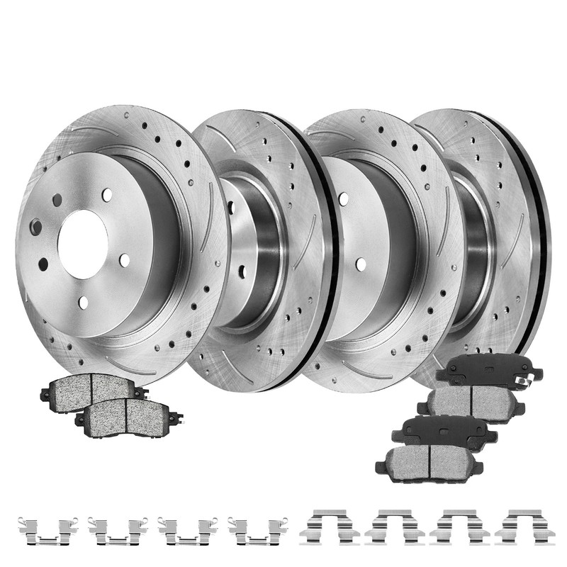 Front & Rear Drilled Slotted Rotors + Pads for 2013-2019 2020-2023 Nissan ALTIMA gallery
