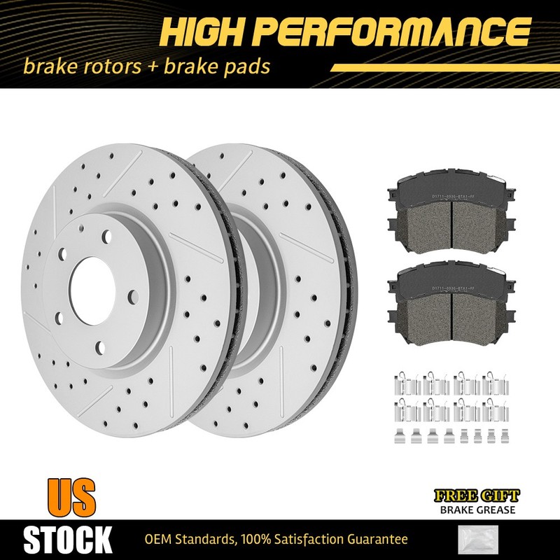 297mm Front Disc Brake Rotors Ceramic Pads w/ Hardware For 2014 – 2021 Mazda 6