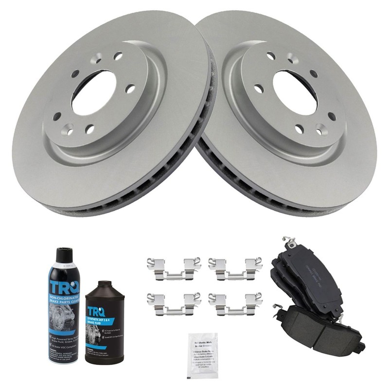 TRQ Front Premium Ceramic Disc Brake Pad & Rotor Kit w/Chemicals for Nissan Leaf gallery