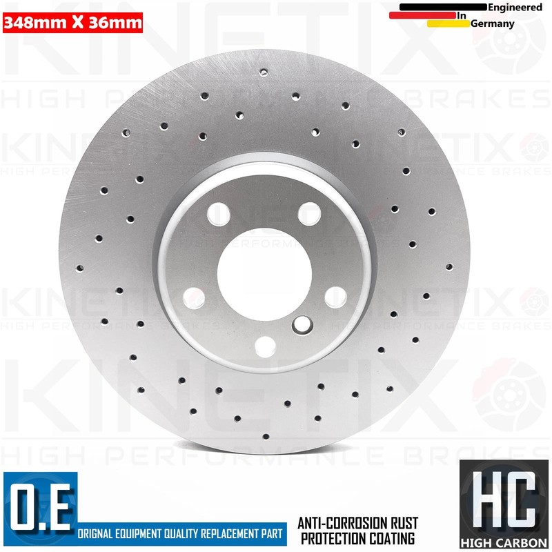 FOR BMW 5 6 7 SERIES M SPORT FRONT DRILLED BRAKE DISCS MINTEX PADS WIRE 348mm gallery