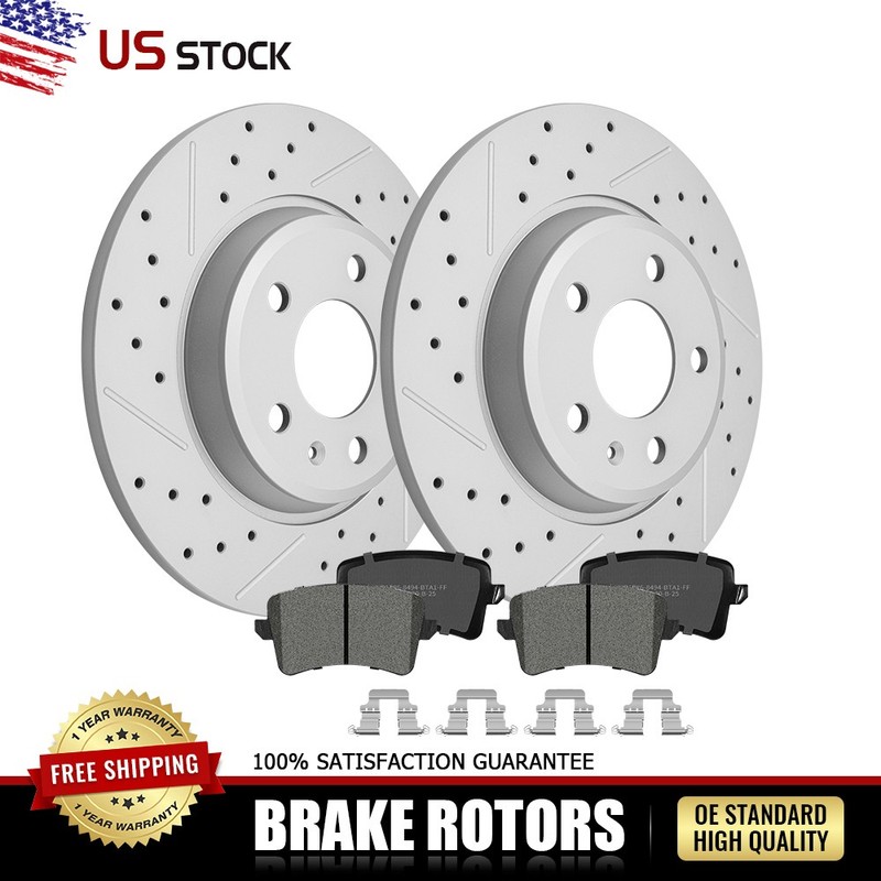 Rear Drilled Brake Rotors & Ceramic Pads Set for Audi A4 A5 Quattro Allroad Q5