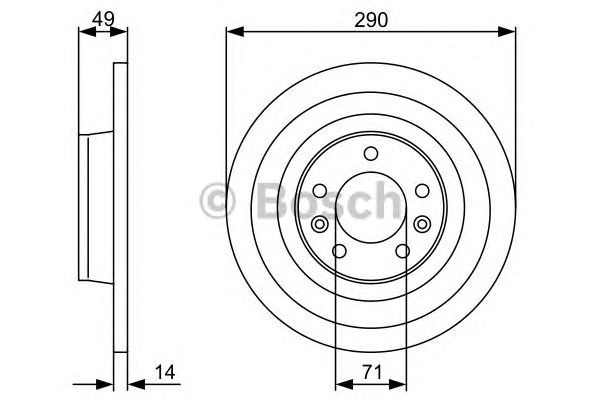 Bosch Brake Disc Rear Diameter 290mm 71.07mm Solid 14mm 0986479379