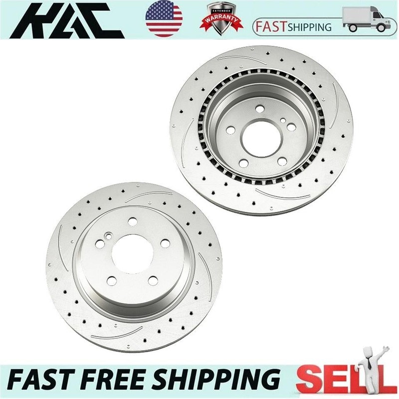 2x Rear Drilled Slotted Brake Rotors For 10-15 GLK350 10-12 & 14 E350 5 Stud