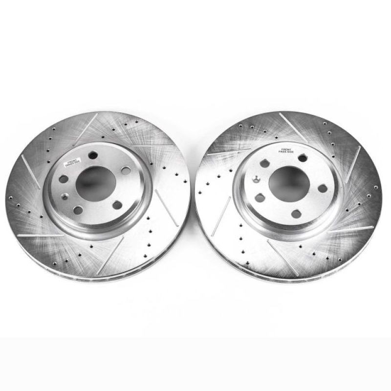 Power Stop Front Evolution Drilled & Slotted Rotors Pair Fits 09-11 Audi A4