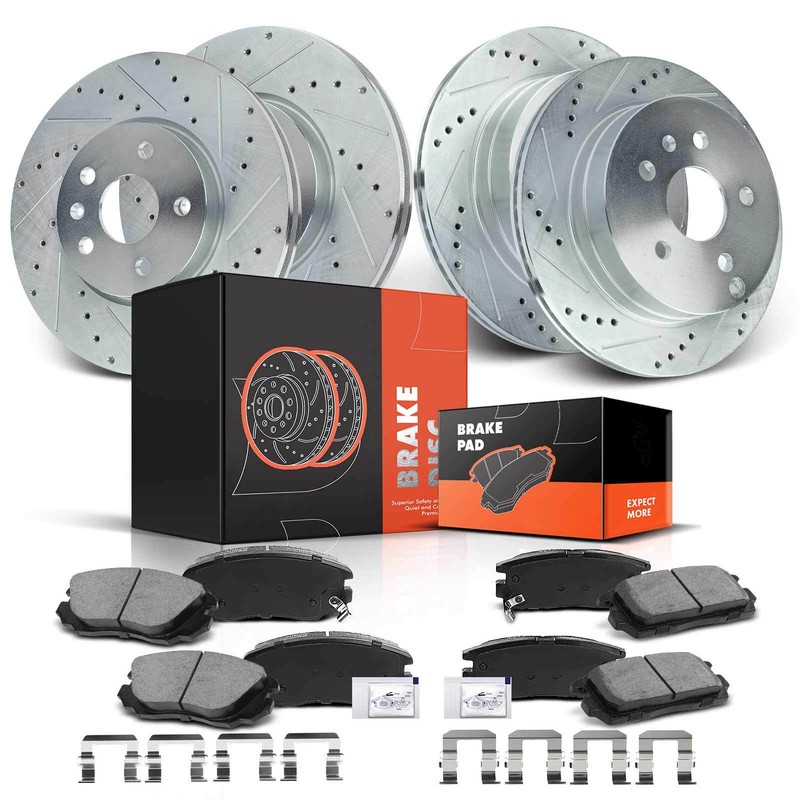 12x Drilled Brake Rotors & Ceramic Brake Pads for Chevrolet Equinox 2010-2017